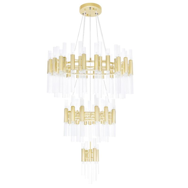 CWI Lighting Orgue 123 Light Chandelier With Satin Gold Finish