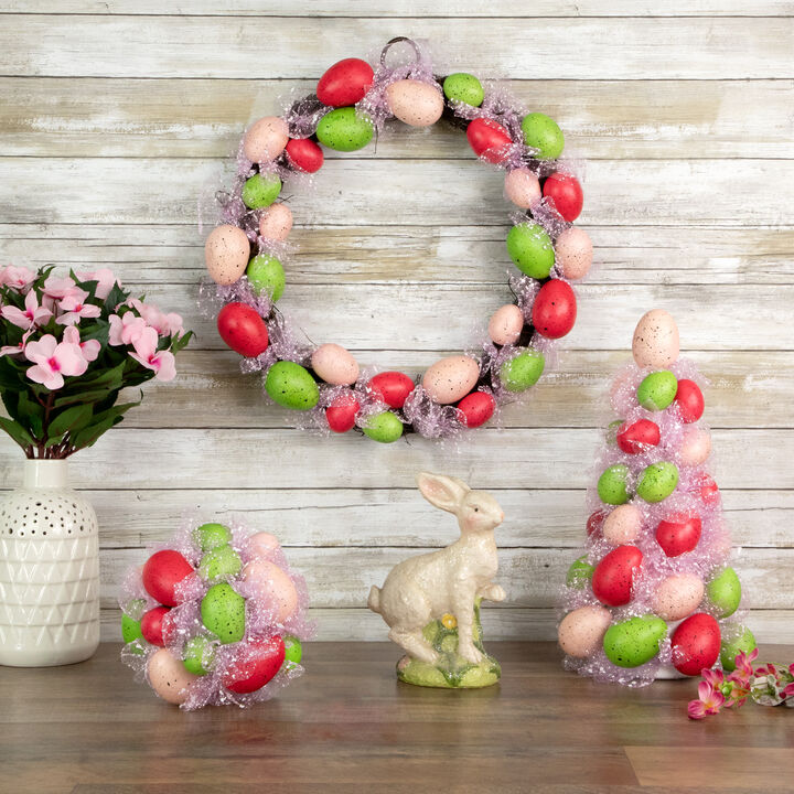 3-Piece Speckled Easter Egg Tree  Ball and Wreath Set