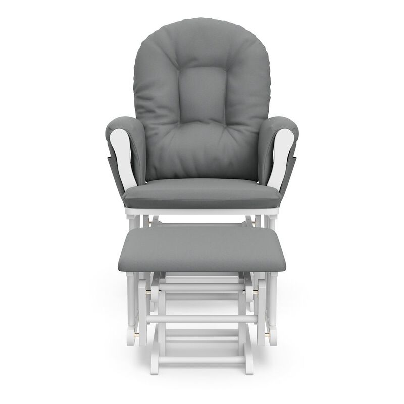 Storkcraft Hoop Glider and Ottoman - White with Gray