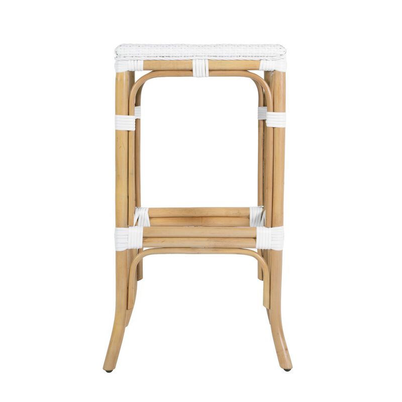 Butler Specialty Laguna 30.5 in. Seat Height Rectangular Rattan Backless Bar Stool White and Navy image number 4