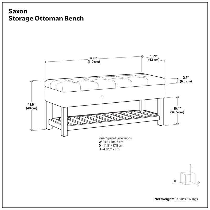 Simpli Home Saxon Storage Ottoman Bench image number 6