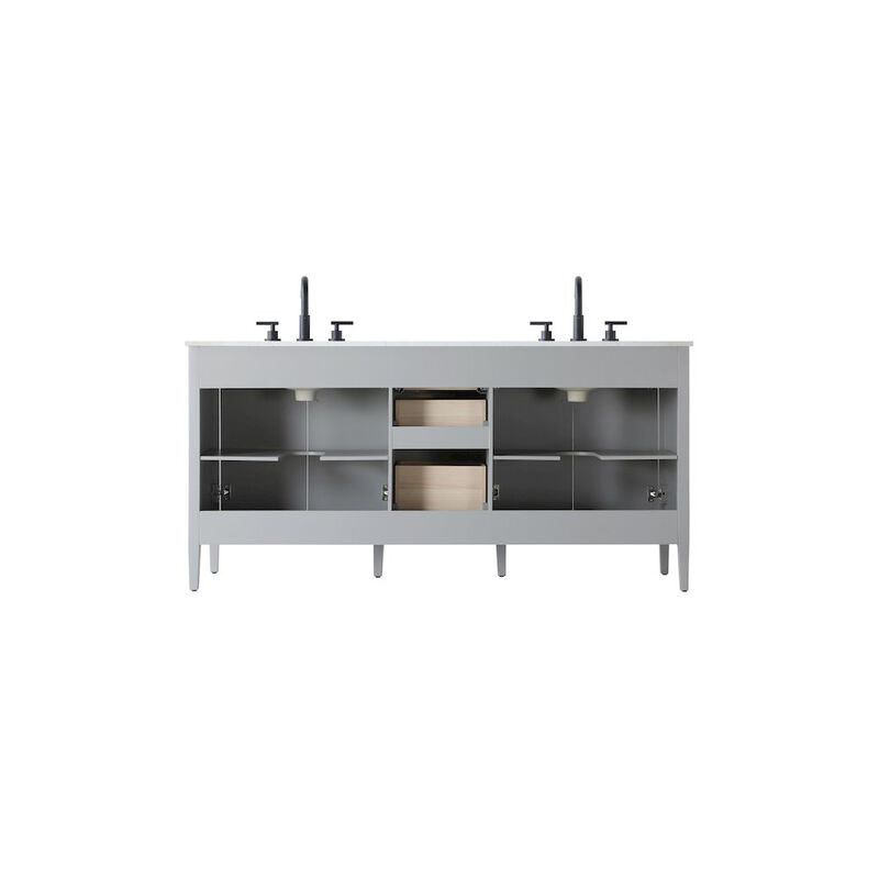 Elegant Kitchen and Bath 72 inch Double Bathroom Vanity in Grey