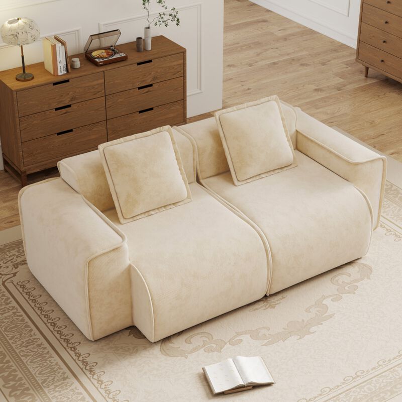 Glaquu Velvet Loveseat image number 1