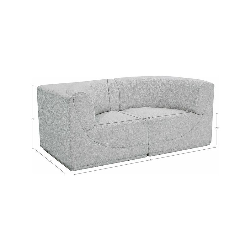Meridian Furniture Ollie Grey Boucle Fabric Modular Sofa