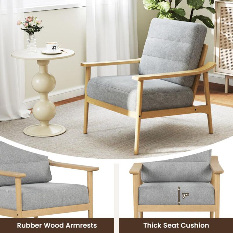 Hivvago Modern Accent Chair with Rubber Wood Armrests and Legs for Living Room