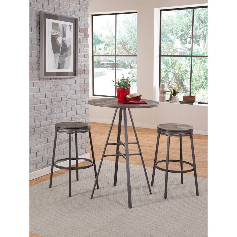 Stockton Round Pub Table - Slate Grey - Grey Oak Top