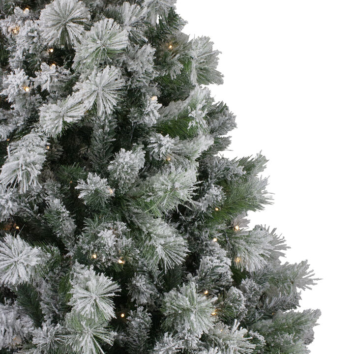6.5' Pre-Lit Full Flocked Somerset Spruce Artificial Christmas Tree - Clear Lights