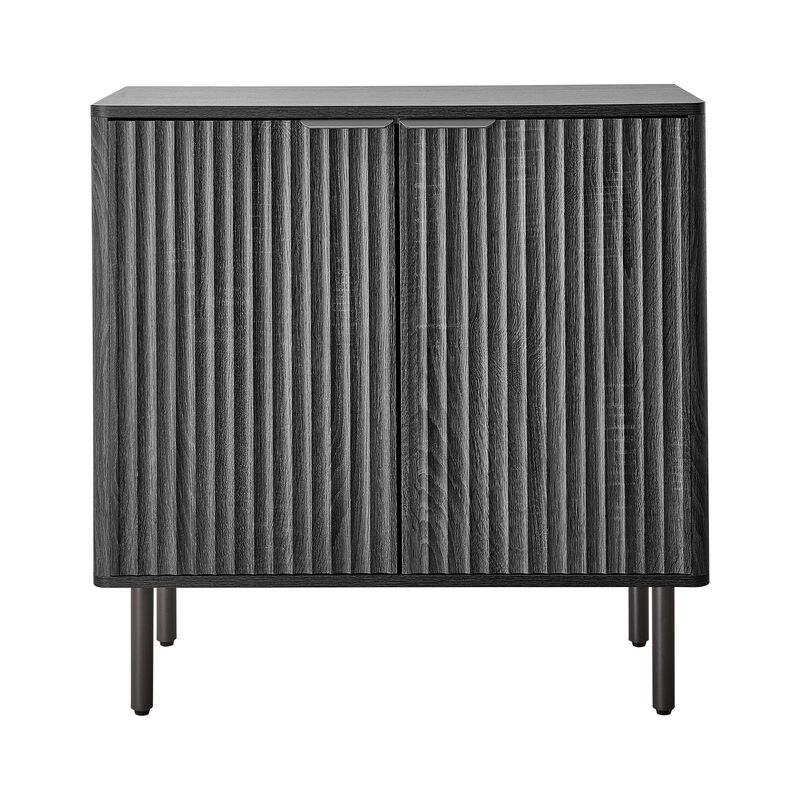Mid Century Coffee Bar Cabinet with Fluted 2-Tier Storage image number 0