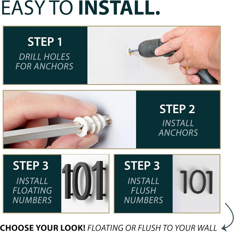 Mega Handles Outdoor House Numbers | Wall Mounted Metal Numbers for Address