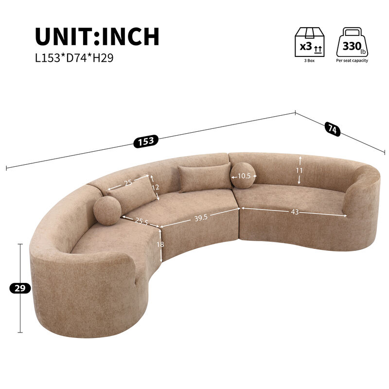 Merax Modular Sectional Sofa with Tool-Free Vacuum Compression, Chenille Fabric image number 3