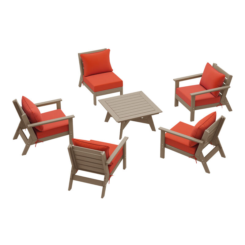 WestinTrends Outdoor 6-Piece Modular Sectional Patio Furniture Sofa Set