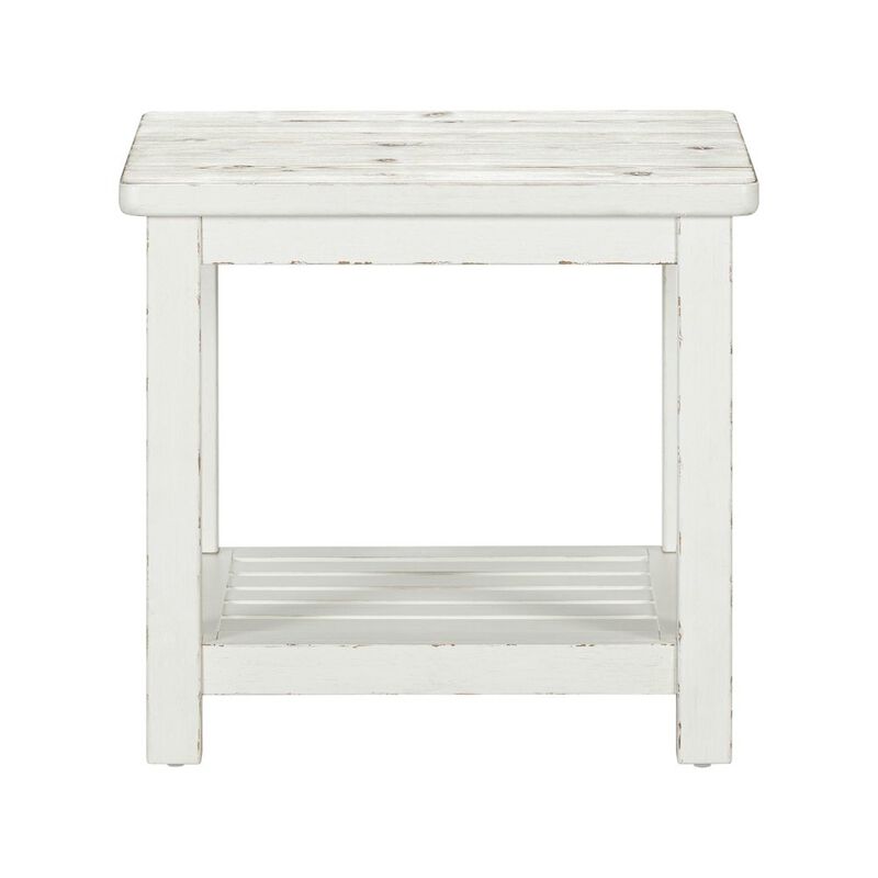 Liberty Furniture End Table for Living Room Farmhouse - Weathered White & Parchment Brown image number 2