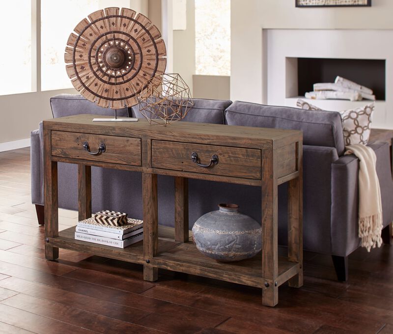 Craster Reclaimed Wood Console Table in Smoky Taupe