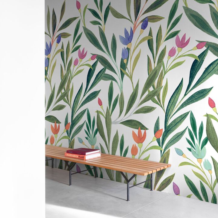 Orom II Classical Floral All-over Green Mural A72801