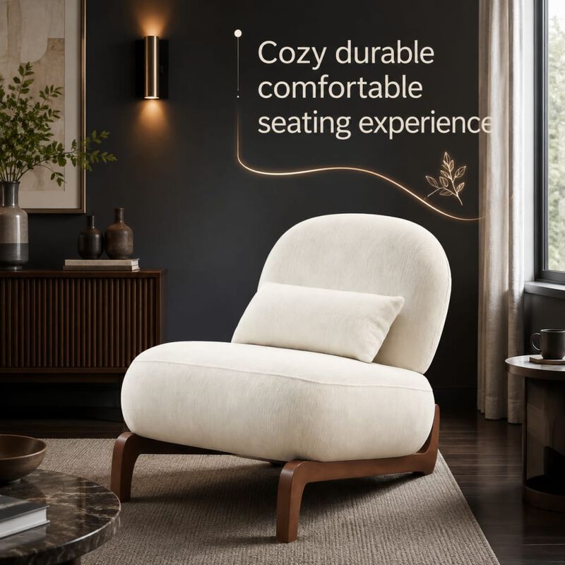 GOODSILO Armless Accent Chair with Plush Cushion and Solid Wood Legs, Soft Upholstered Seating for Living Room Bedroom Apartment Balcony Waiting Room image number 4
