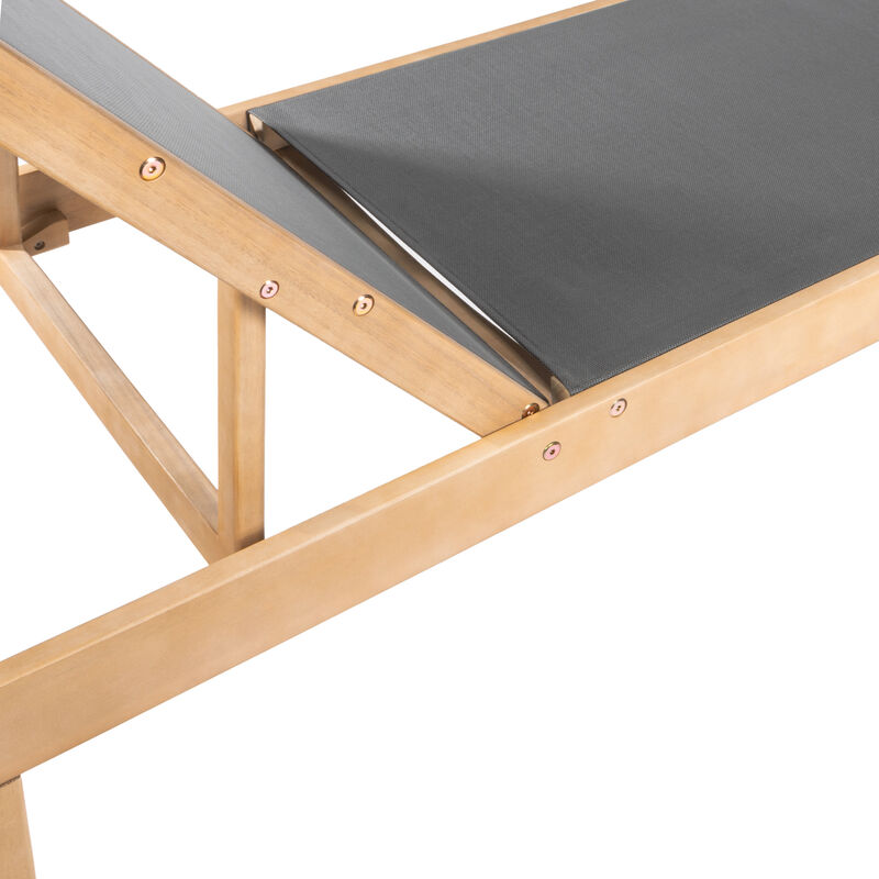 Trabuco Coastal Modern Acacia Wood Mesh 3-Position Outdoor foldable Chaise Lounge Set with Side Table