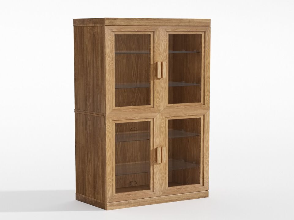 Contemporary Wooden Display Cabinet - 6 Shelf Organizer with Four Glass Doors