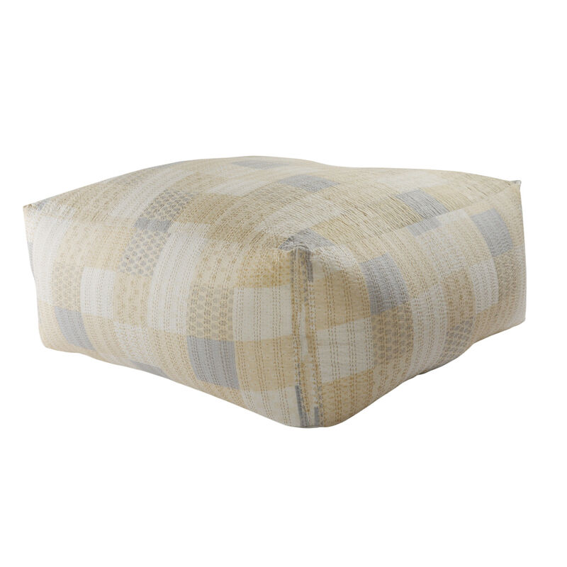 Cotton Patchwork Pouf Ottoman – Soft Floor Seat and Footrest