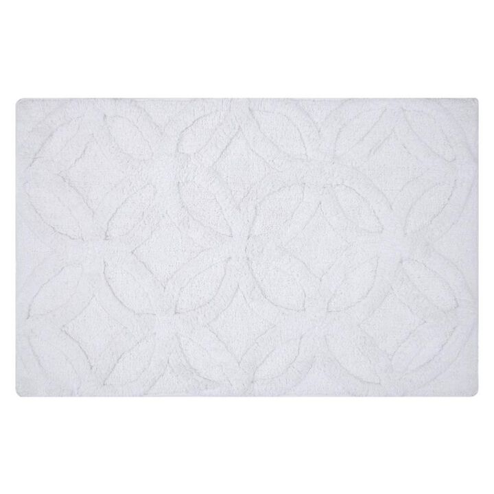 Knightsbridge Arch Bath Rug Cotton Non Skid Back - 24x40", White