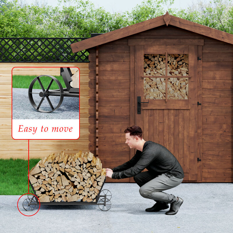 FUFU&GAGA Firewood and Package Holder Welded Steel Multifunctional Storage Rack with 154lbs Capacity 37.7"L x 21"W x 15.7"H