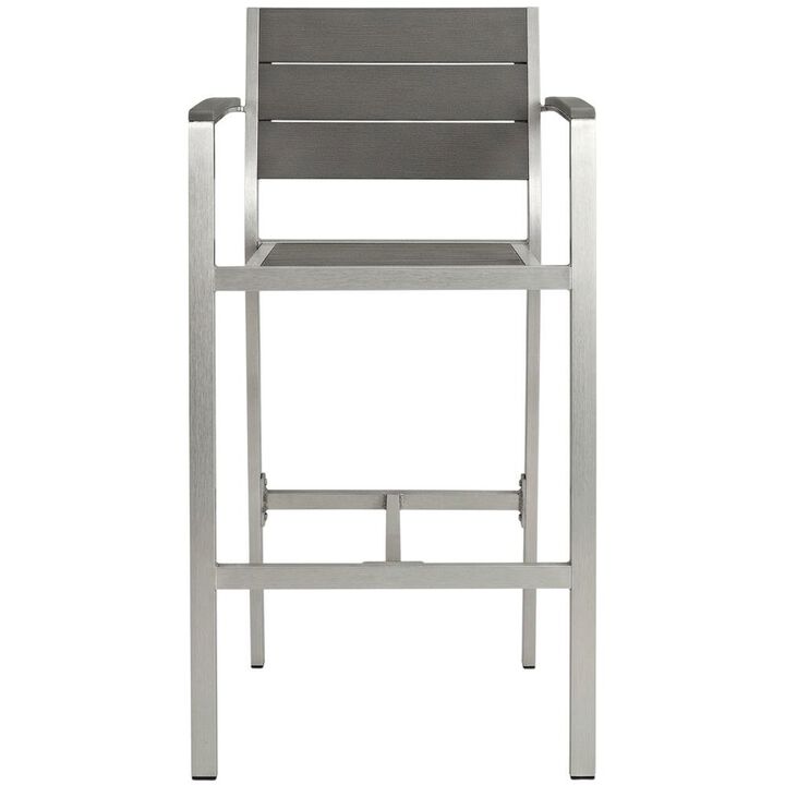 Aluminum Outdoor Bar Stool With Armrests And Back Support For Patio Lounge