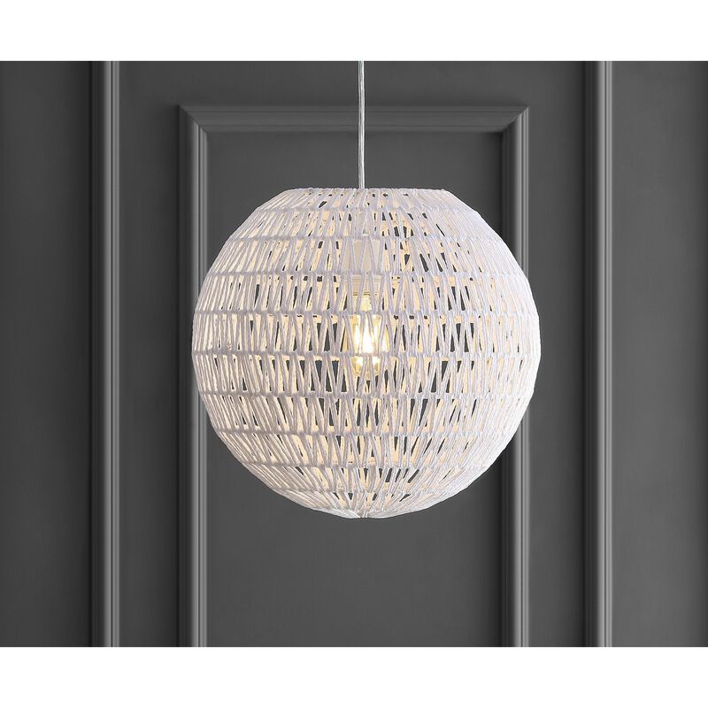 Luna 1-Light Bohemian Modern Woven Rattan/Iron LED Pendant