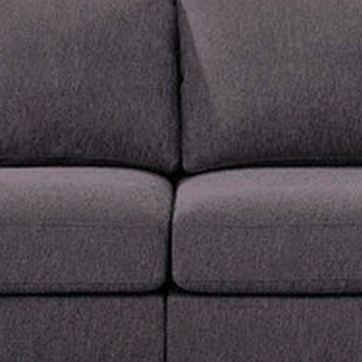 Brody 120 Inch Modern 4 Seater Sofa with Padded Cushions, Dark Gray Fabric-Benzara