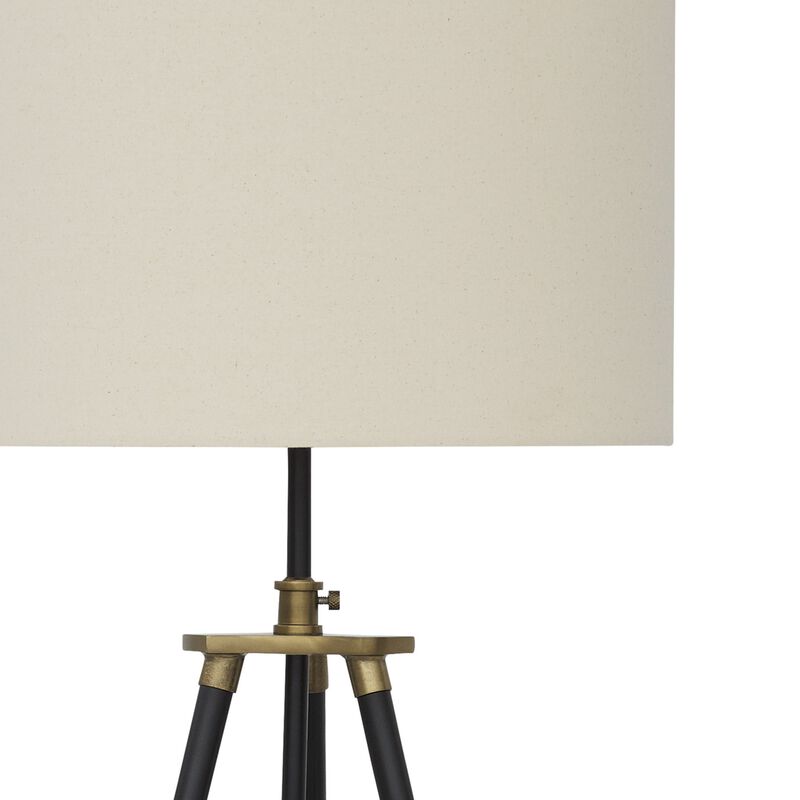 Egan 71 Inch Floor Lamp, White Drum Shade and Classic Tripod Metal Base - Benzara