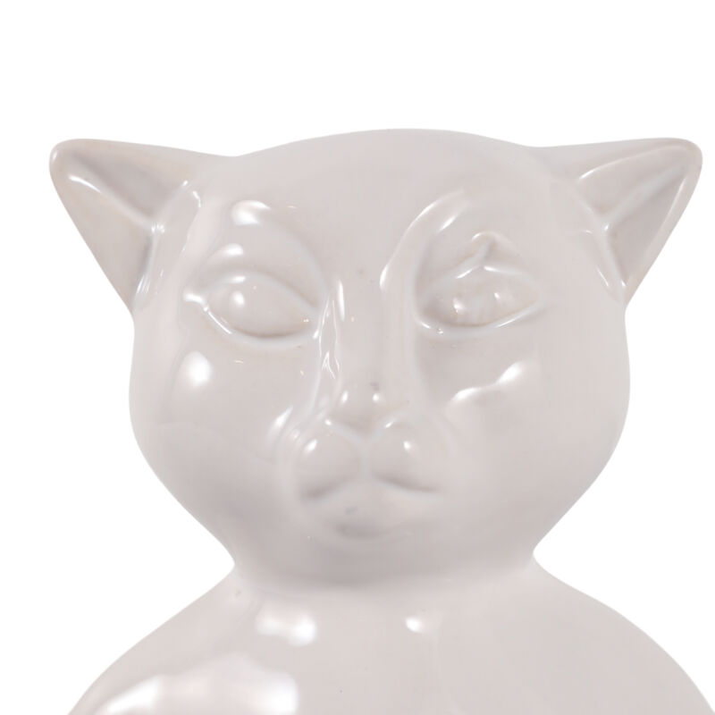 Ceramic 7" Yoga Cat, White image number 5