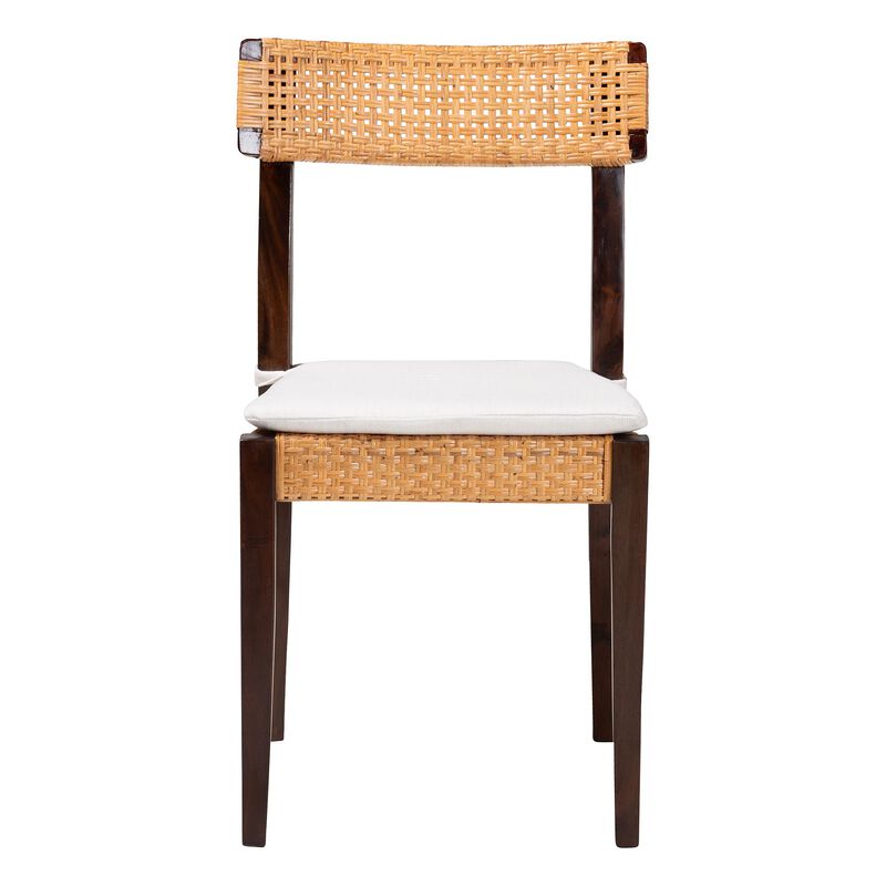bali & pari Zaila Bohemian Light Honey Rattan and Dark Brown Wood Dining Chair