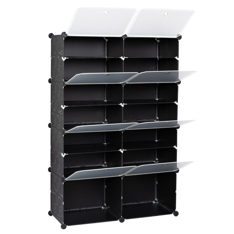7-Tier Portable Shoe Rack 28-Pair Expandable Storage Organizer with 14 Grids for Heels, Boots & Slippers