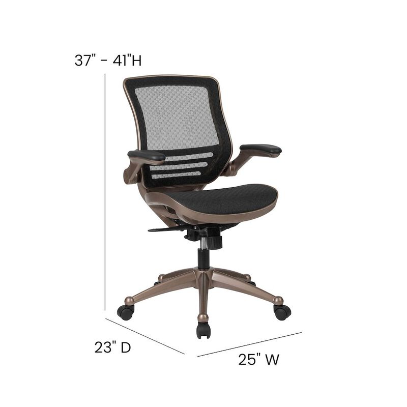 Flash Furniture Mid-Back Black Mesh Executive Swivel Office Chair with Melrose Gold Frame image number 3