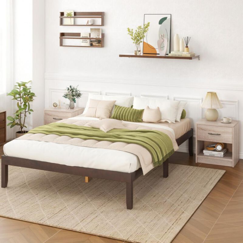 Hivvago Bedside Table Nightstand with Drawer and Open Storage Shelf