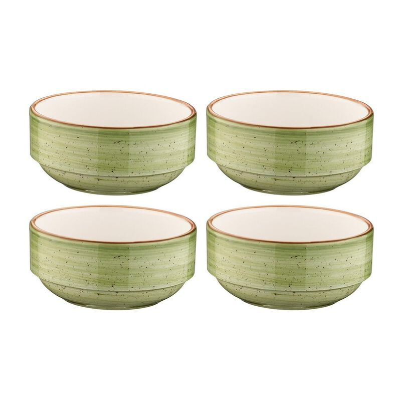 Therapy dia.4.75" h:2" 12 oz. Round Green Porcelain Bowl (Set of 4)