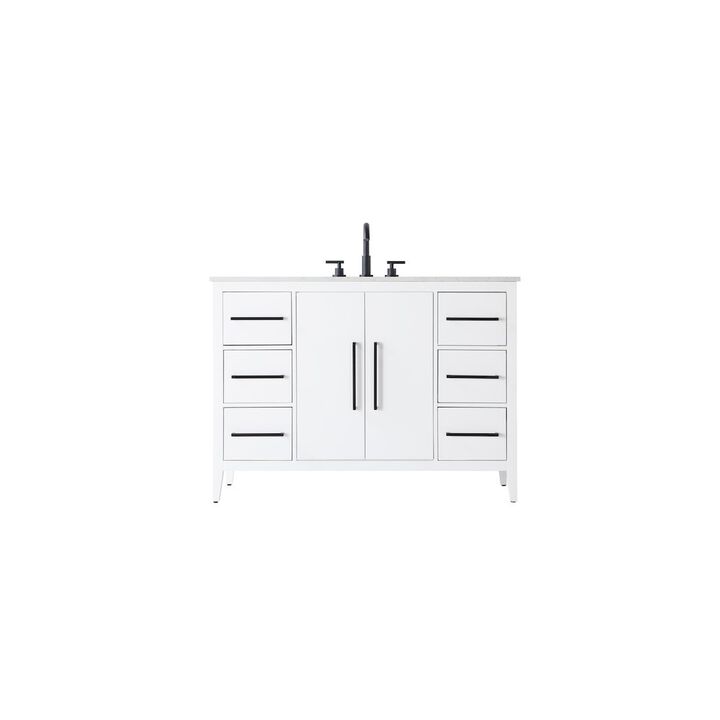 Elegant Kitchen and Bath 48 Inch Single Bathroom Vanity In White