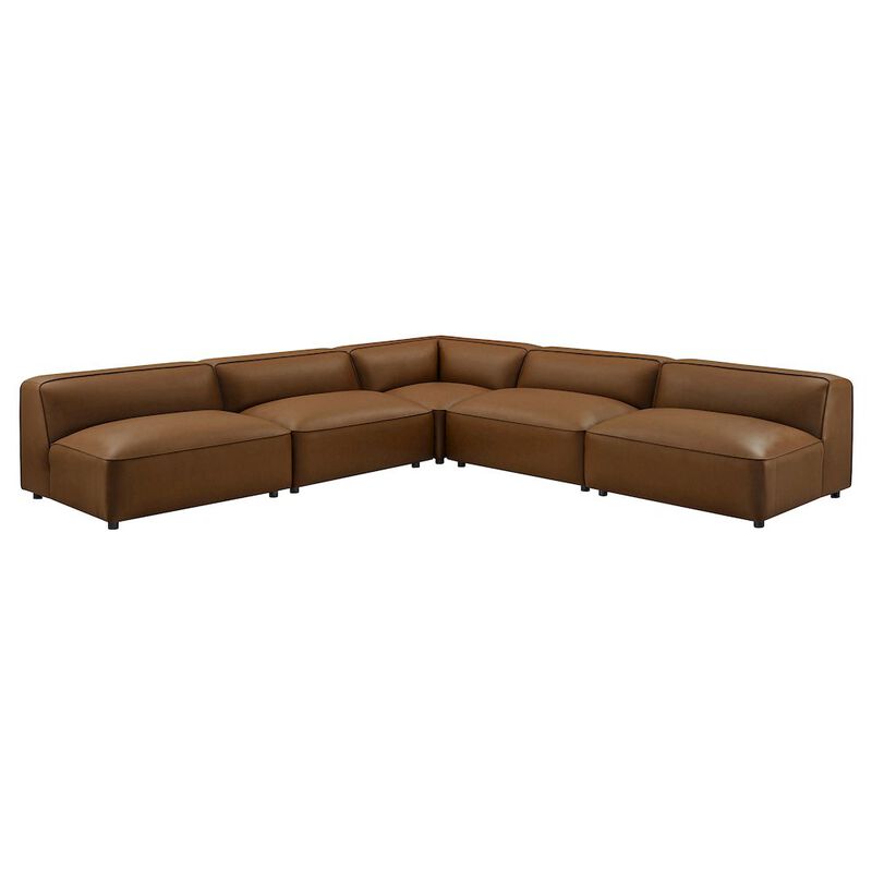 Auren 5-Piece Upholstered Armless L-Shaped Vegan Leather Modular Sofa image number 0