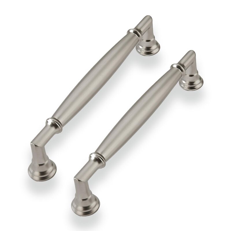 CABDM 2 Pack 5 Inch Hole Center Brushed Satin Nickel Cabinet Pulls Solid Cabinet Handles Solid Hardware Handle for cabinets Dres