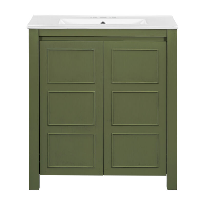 30" Rustic Bathroom Vanity with Ceramic Sink