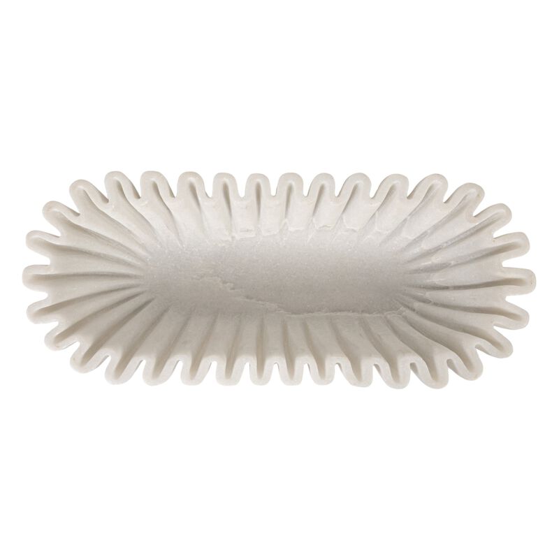 Marble Oval Ruffle Bowl, White image number 6