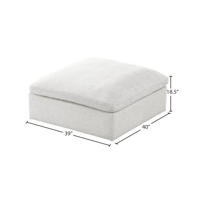 Meridian Furniture Serene Navy Linen Textured Fabric Deluxe Comfort Modular Ottoman