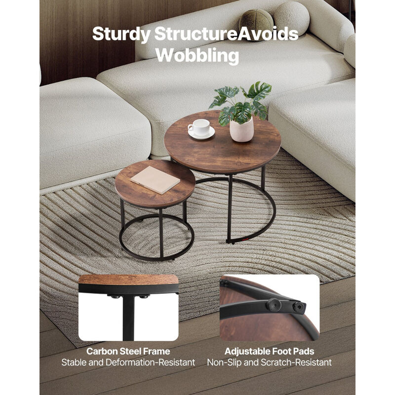 Space-Saving Nesting Tables Set of 2 for Living Room or Bedroom image number 1