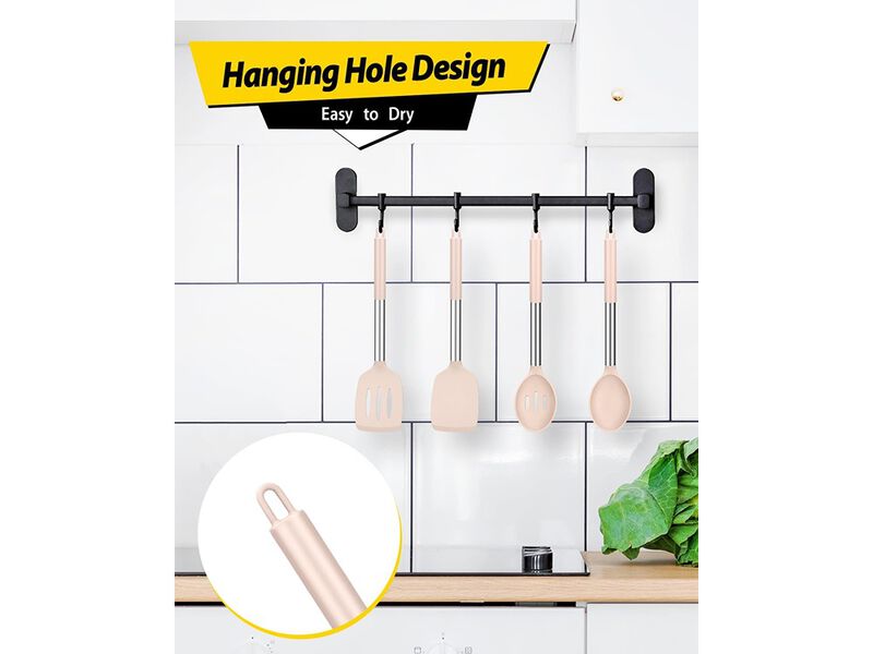 BUNDLEPRO Pack of 4 Silicone Cooking Utensils Set, Non Stick Large Solid Spatulas