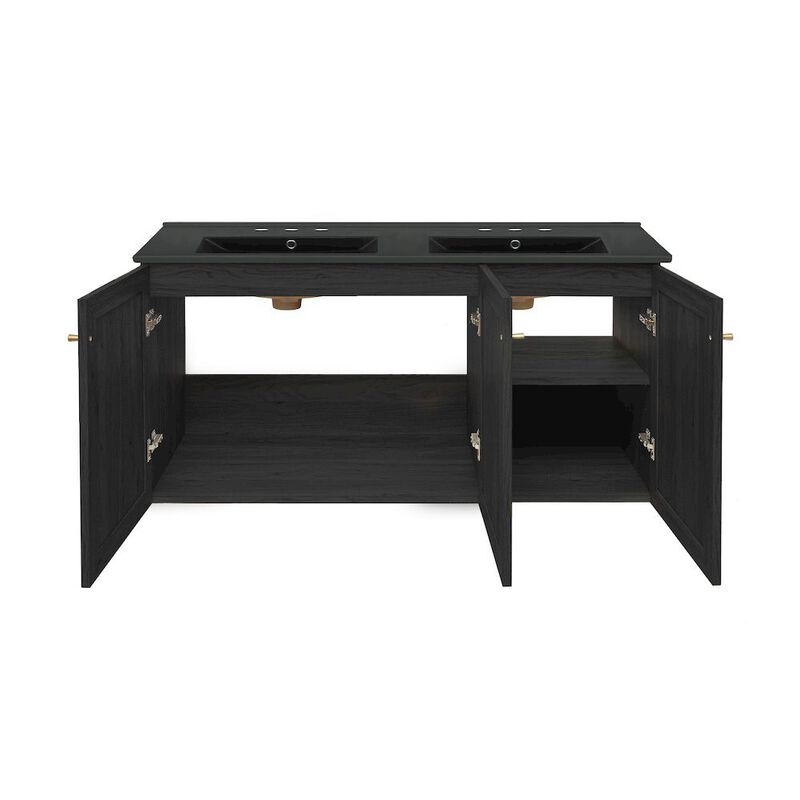 48" Wall-Mounted Bathroom Vanity with 3-Hole Widespread Sink Top image number 3