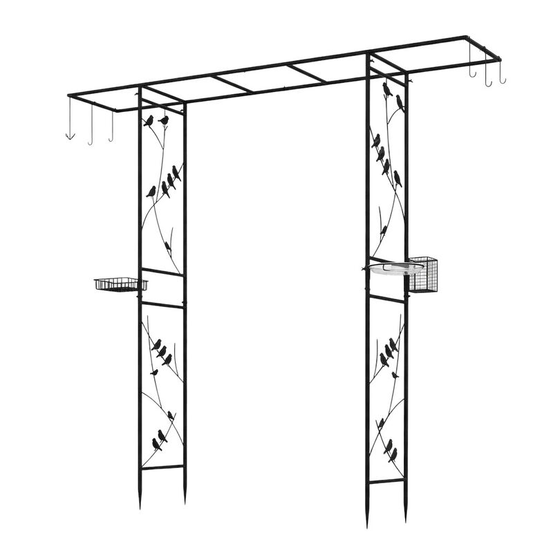 84 Inch Outdoor Bird Feeding Station with Garden Arbor and Water Bowl image number 0