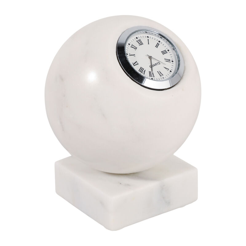 5x4 Round Marble Clock On Base image number 1