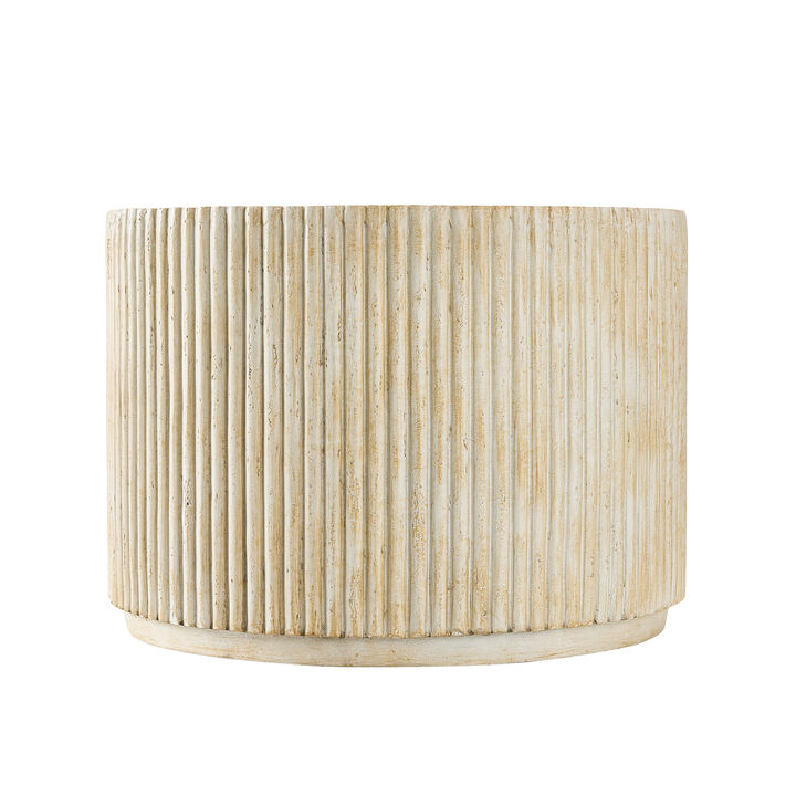 Christopher Knight Home Jayma Patio Modern Lightweight Concrete Round Fluted Coffee Table