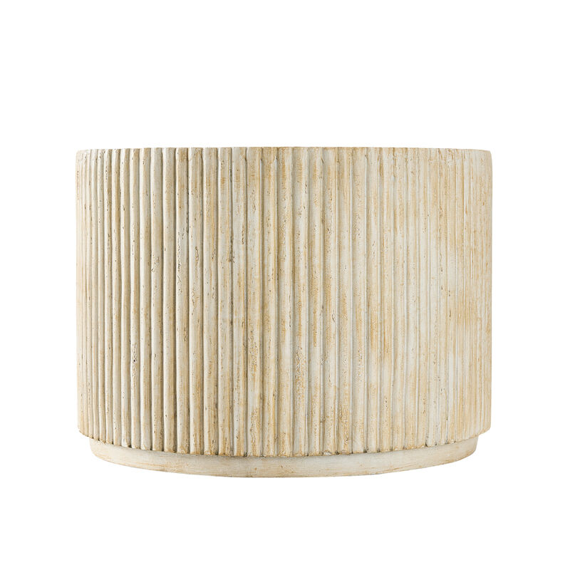 Christopher Knight Home Jayma Patio Modern Lightweight Concrete Round Fluted Coffee Table image number 0