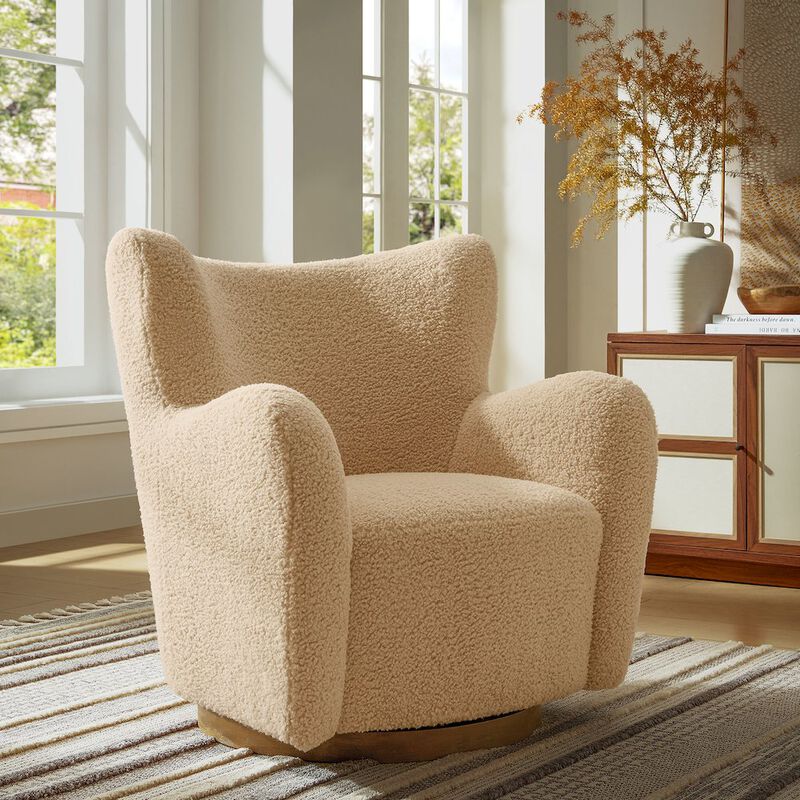 Montrose Wingback Sherpa Swivel Accent Chair image number 8