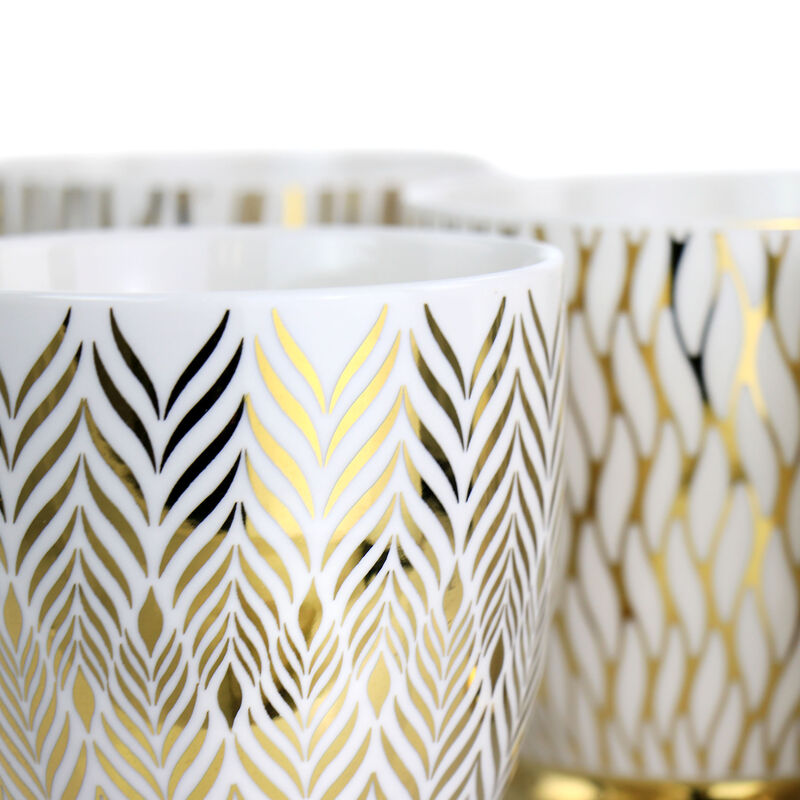 Gibson Home Gold Finch 4 Piece 16.7oz Electroplated Fine Ceramic Mug Set in Gold