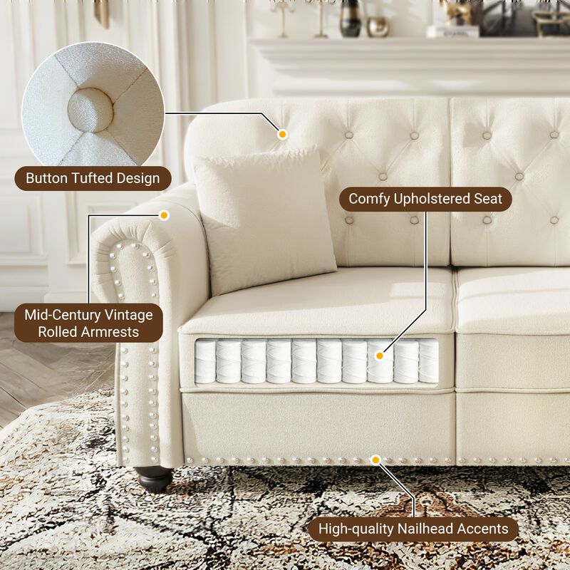 Rimhes Velvet Chesterfield Sofa Set image number 4